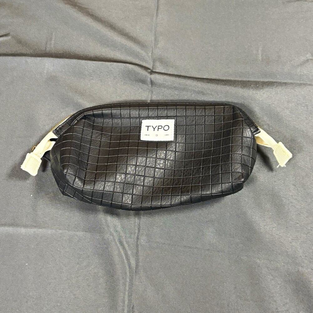 TYPO Black PVC Zipper Makeup Bag Zip Pouch Model TYPO MPN 1638502 9x3x2 in